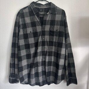 OBEY Men's Plaid T-Shirt – Size L (Gray & Black, Casual Streetwear Style)